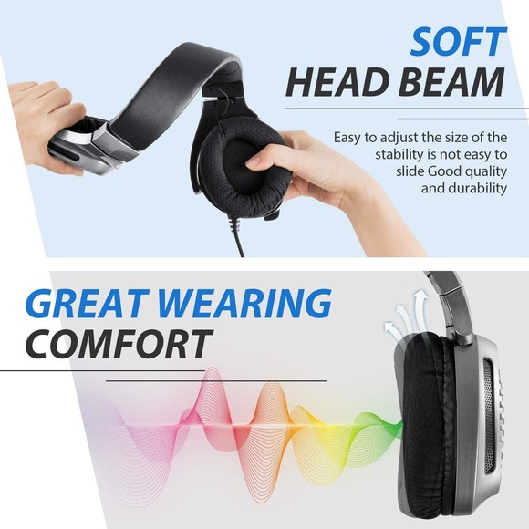 LUPSAN Gaming Headset for Xbox One PS4 PC Mic Stereo with Microphone - Picture 2 of 11